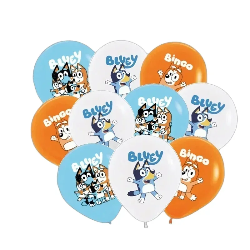 10pcs 12 Inch Bluey Latex Balloon Set for Bingo Family Birthday Party Balloon Girl Boy Cartoon Balloon Baby Shower Toy Gifts