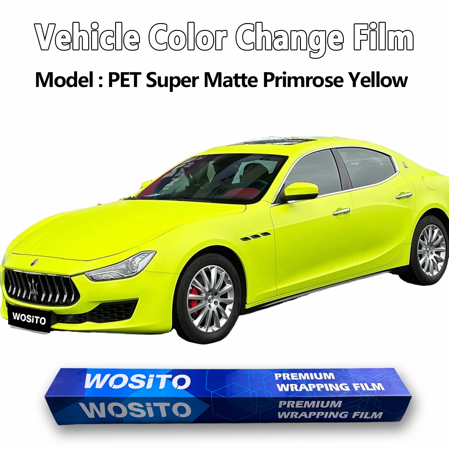 

PET Satin Primrose Yellow Car Wrap Film Vinyl Roll Automotive Color Change Film Full Body Matte Scratch Resistant Factory Direct