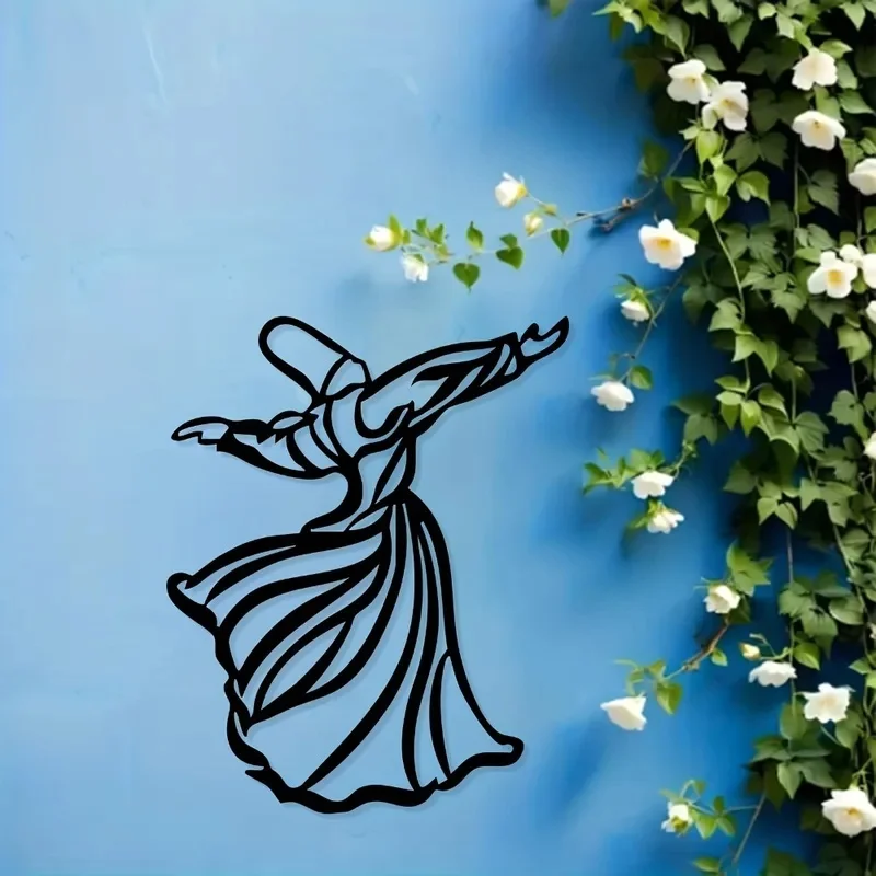 Metal Wall Art Whirling Dervish Dynamic Sculpture, Spiritual Home Decor Weather-Resistant for Living Room Garden 1pc