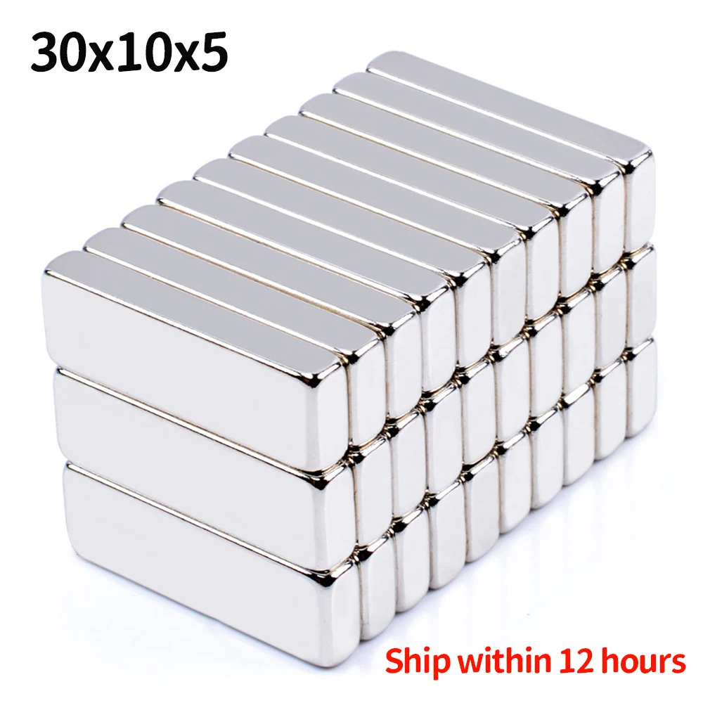 

4-30Pcs 30x10x5mm Neodymium Magnets Self - Adhesive N35 NdFeB Block Super Powerful Strong Permanent Magnetic Imanes De Neodimio