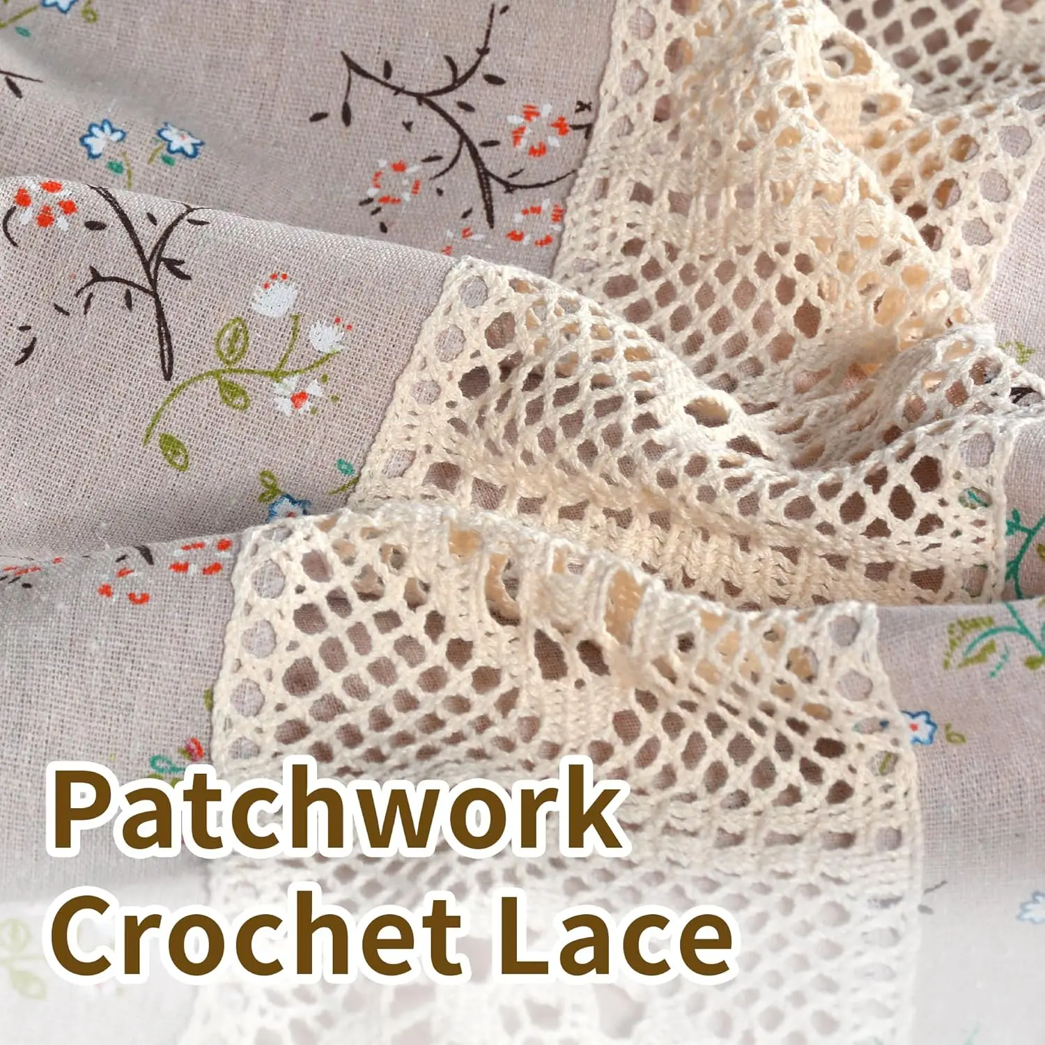 Boho Vintage Farmhouse Curtain, With Tassels Crochet Lace Floral Patterned Drapes For Bedroom Living Room Kitchen decor