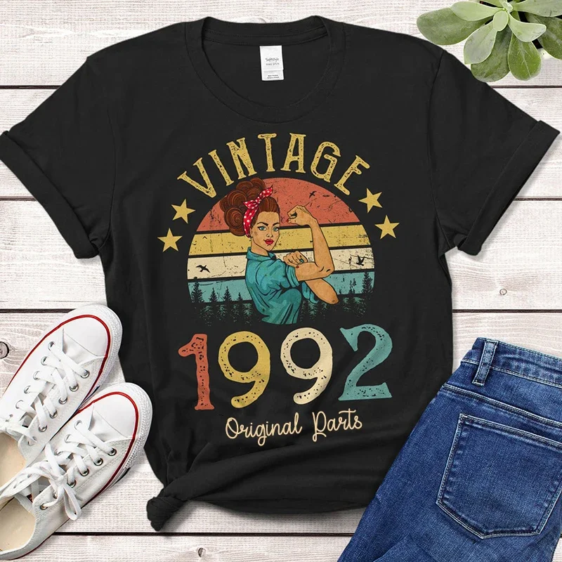 

Vintage 1992 Original Parts T-Shirt Rosie Women 32 Old 32nd Birthday Gift Idea Girls Mom Wife Daughter Clothing Retro Tee