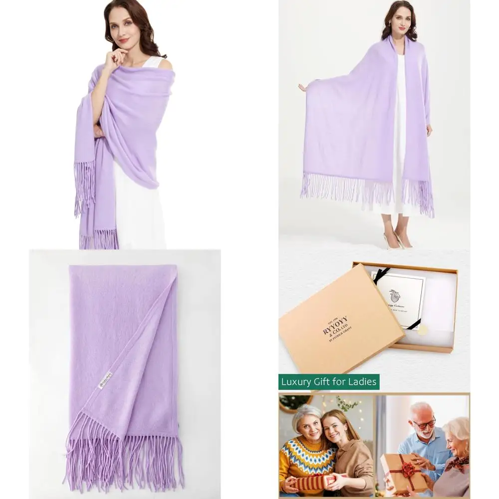 شال من مزيج الكشمير الناعم مع شرابات من الباشمينا للسفر للنساء من Wayfarer مقاس 87 × 28 (ضافي 6 شرابة) #1