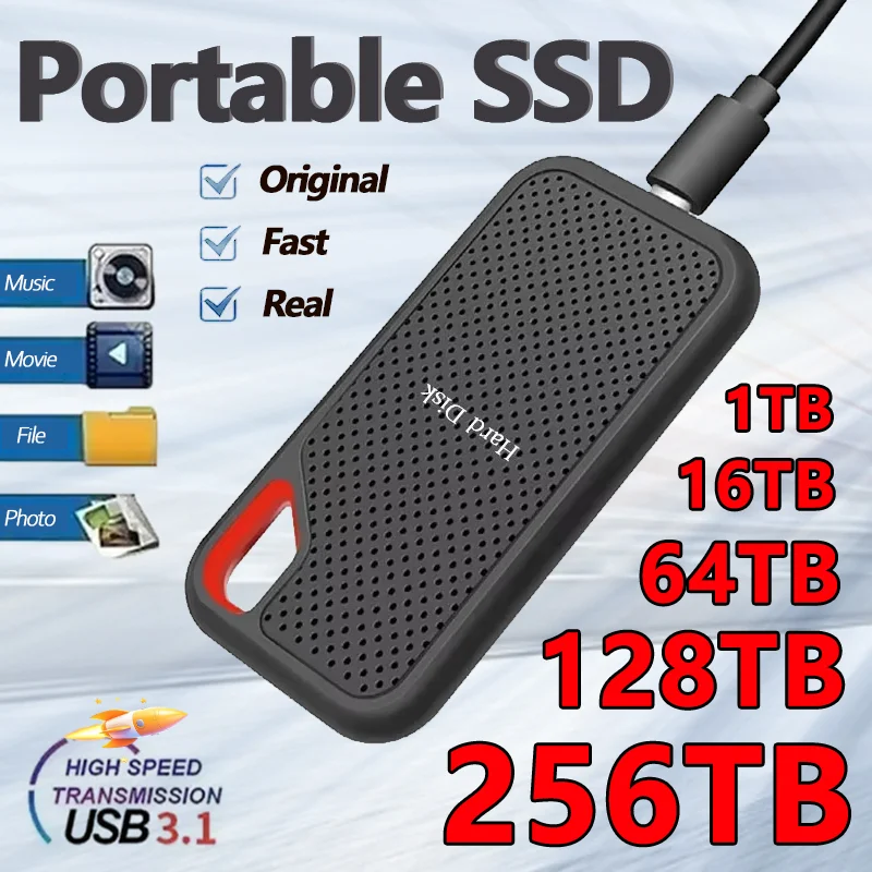 محرك الأقراص الصلبة الخارجي عالي السرعة 1 تيرا بايت القرص الصلب المحمول 2 تيرا بايت الأصلي SSD USB3.1 القرص الصلب 256 تيرا بايت جهاز التخزين لنظام التشغيل Windows/Mac #1