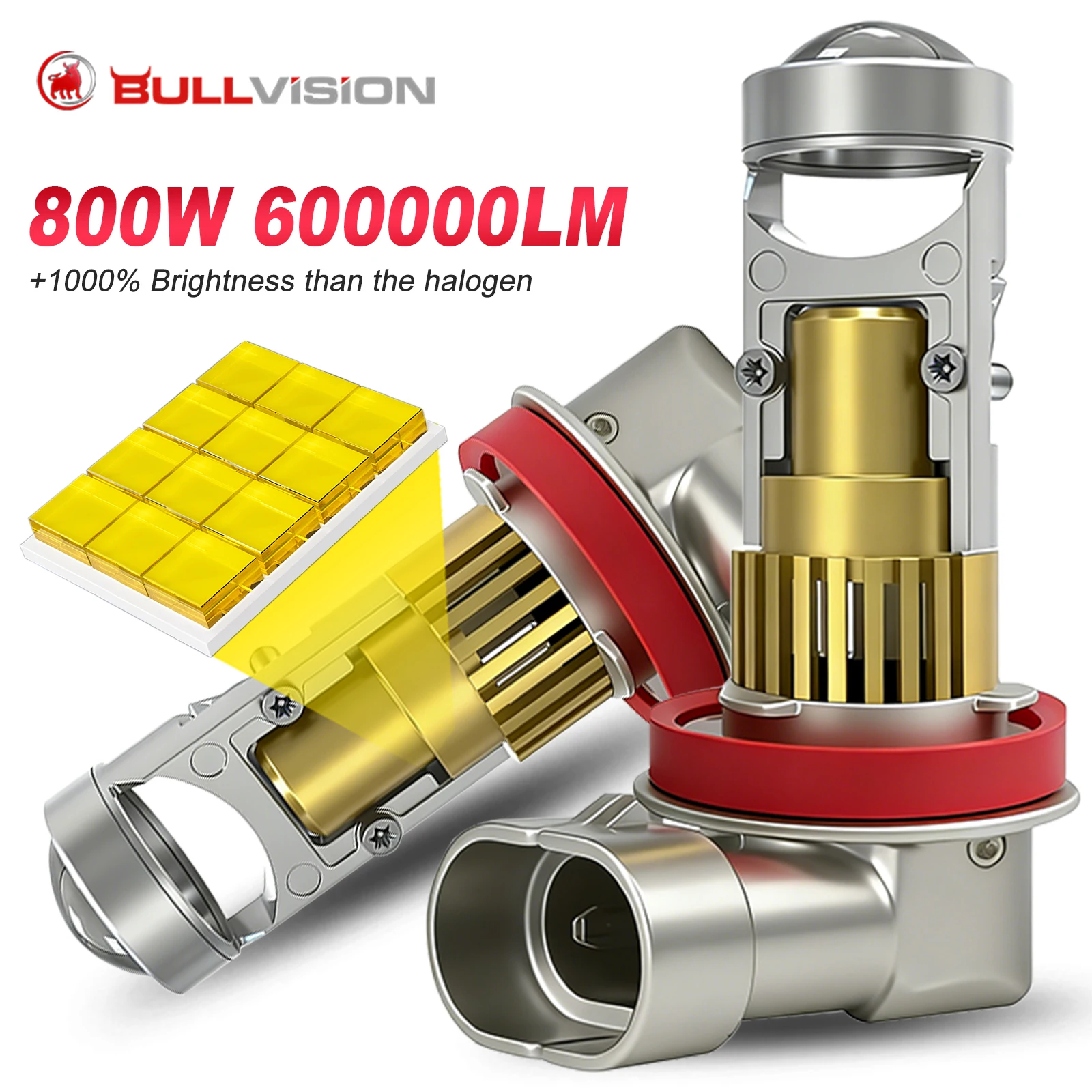 2PCS H7 LED Projector Lens H4 H8 H11 9005 HB3 9006 HB4 Led Car Headlight Bulb Canbus 600000LM High Low Beam Mini Lamp 12V 6000K