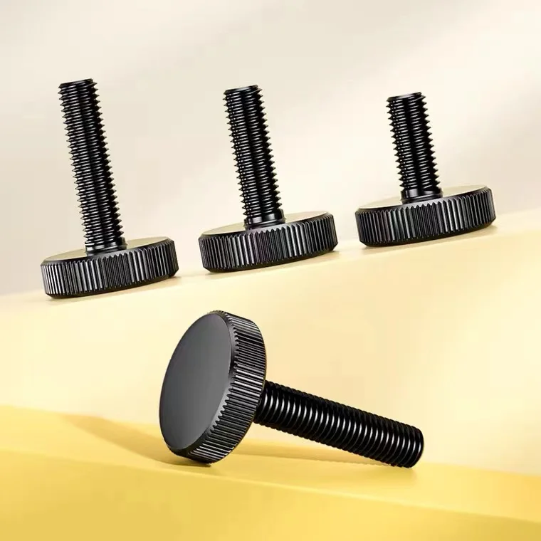 Gb835 Din653 Black Steel Knurling Flat Knurled Thumb Screw Hand Tighten Computer Screws M3-m8