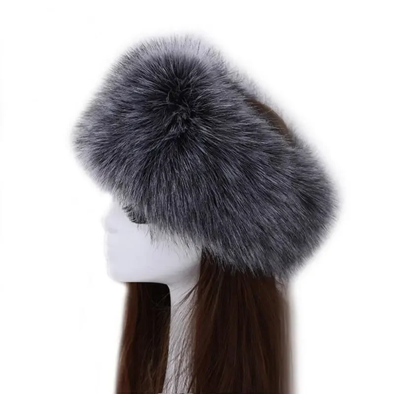 Winter Thick Fox Hair Circle Russian Hat Fluffy Headband Female Fur Headband Furry Headband Wide Headdress Ski Hat Accessories