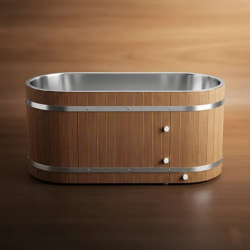 High-end Composite Ice Tub with Insulated Teak Finish Durable Cold Soak Tub for Professional Sports Cryotherapy