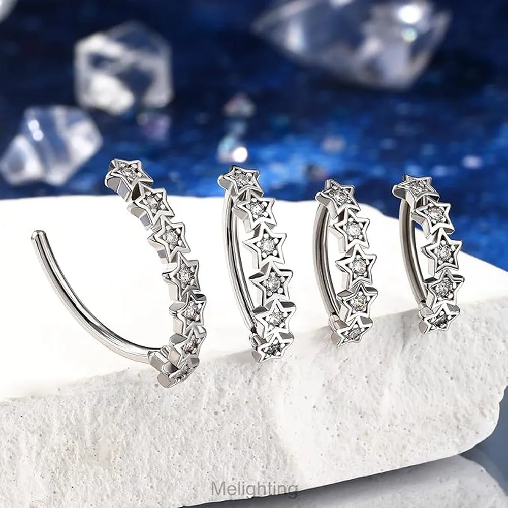 Clear Cz Belly Button Ring Floating Navel Piercing Jewelry Rook Piercing Jewelry 16g Industrial