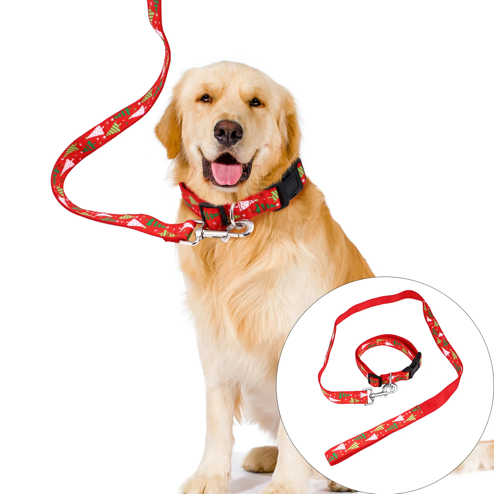 

Christmas Pet Lead Photo Prop Costume Collar and Dog Neck Rope Tree Ornament Bandana Strap