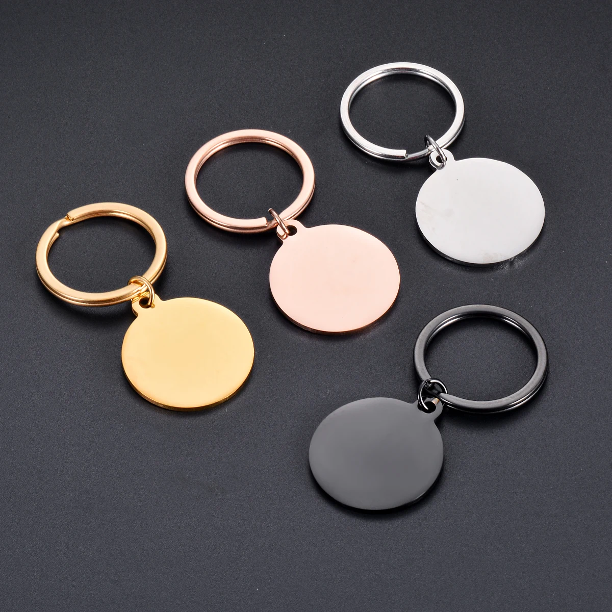 1Pc Stainless Steel 20/25/30mm Round Stamping Blanks Keychain Simple Pendants for DIY Custom Logo Phone Pet Accessoriess