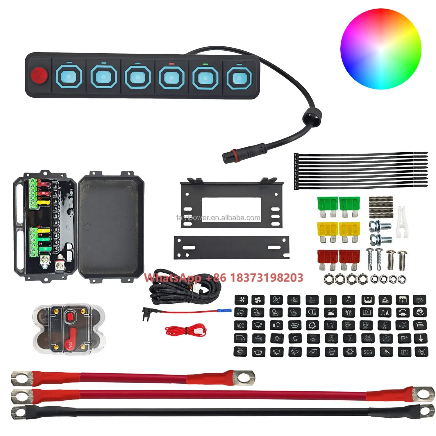 

6 Gang RGB Touch Control Toggle Switch Panel 3-Mode 12-24V 60A SSR Circuit Control Headlight Switch for Cars Trucks SUVs New