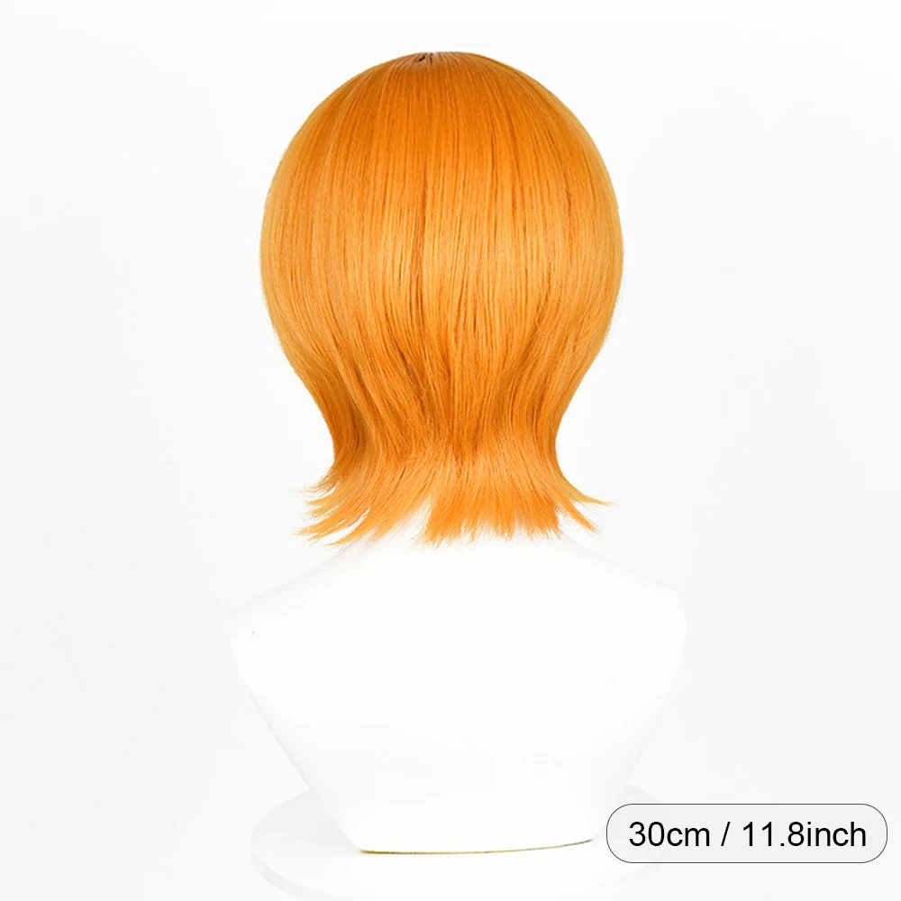Synthetic Short Straight Yellow Wig with Bangs Fluffy Anime Cosplay Heat Resistant Wig for Daily Party