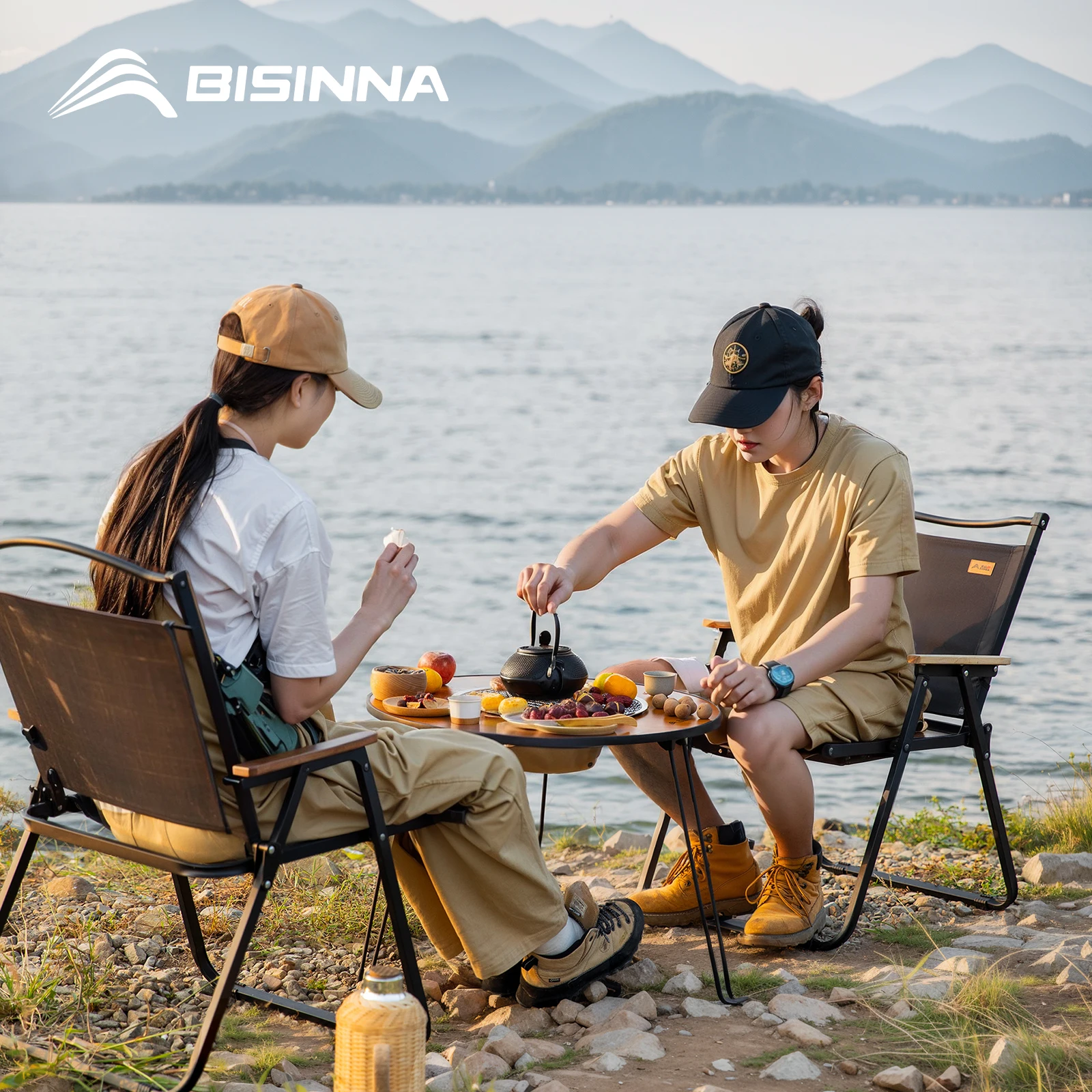 BISINNA Folding Round Table Barbecue Stove Portable Camping BBQ Charcoal Grill With Storage Bag Patio Tea Boiling image 6
