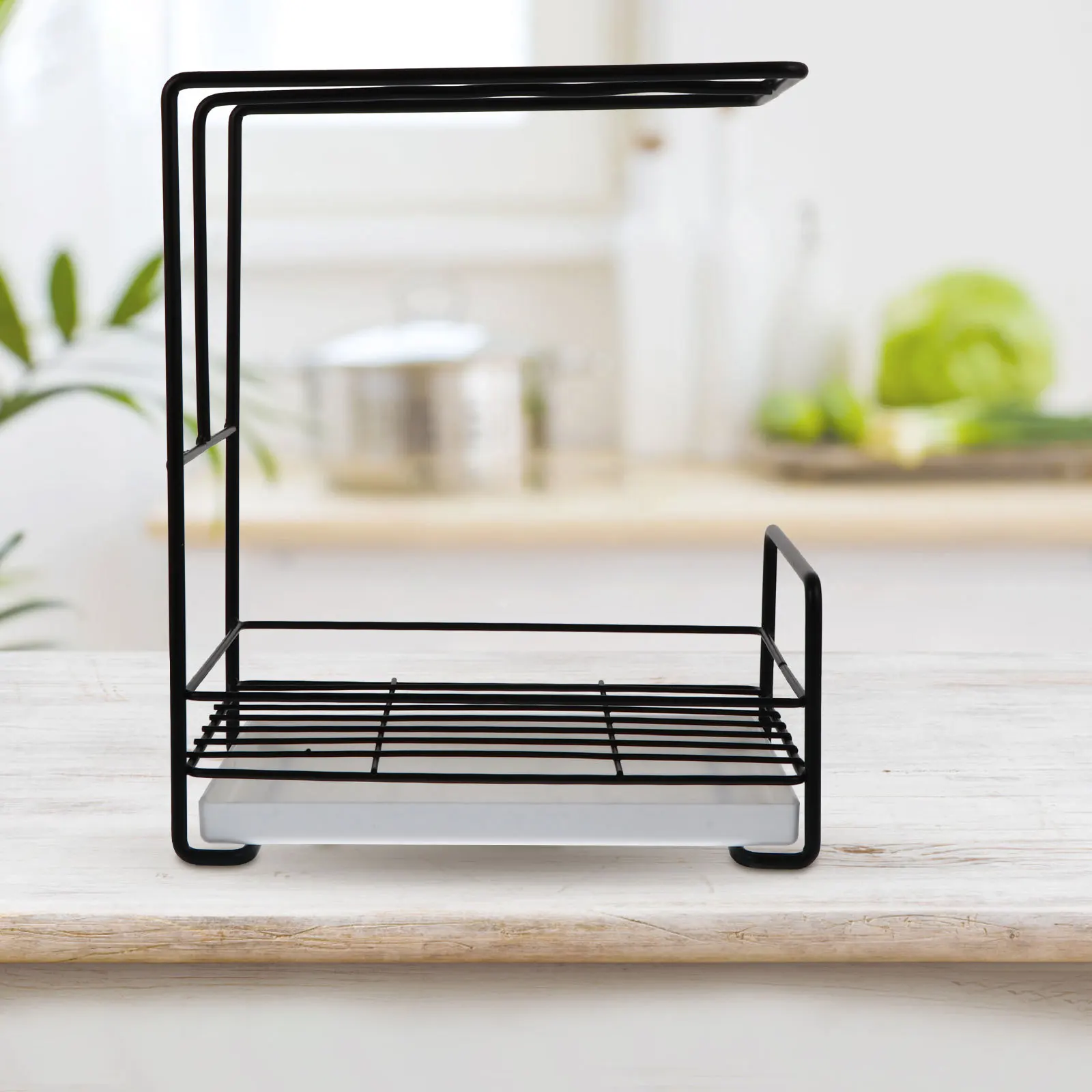 

1Pcs Practical Storage Stand Stainless Steel Drain Holder Black Wear-Resistant Kitchen Countertop Shelf Soap Storage Holder