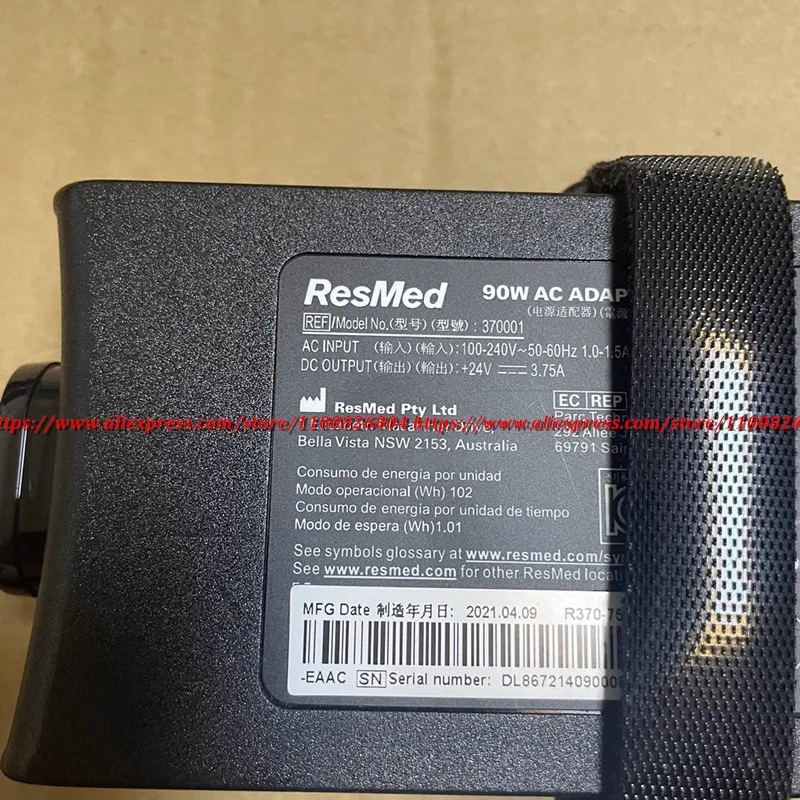 Genuine 24V 3.75A 90W IP22 AC Adapter Charger for ResMed Air Sense S10 370001 370002 37015 DA90A24 R370-7232 370006 Power Supply