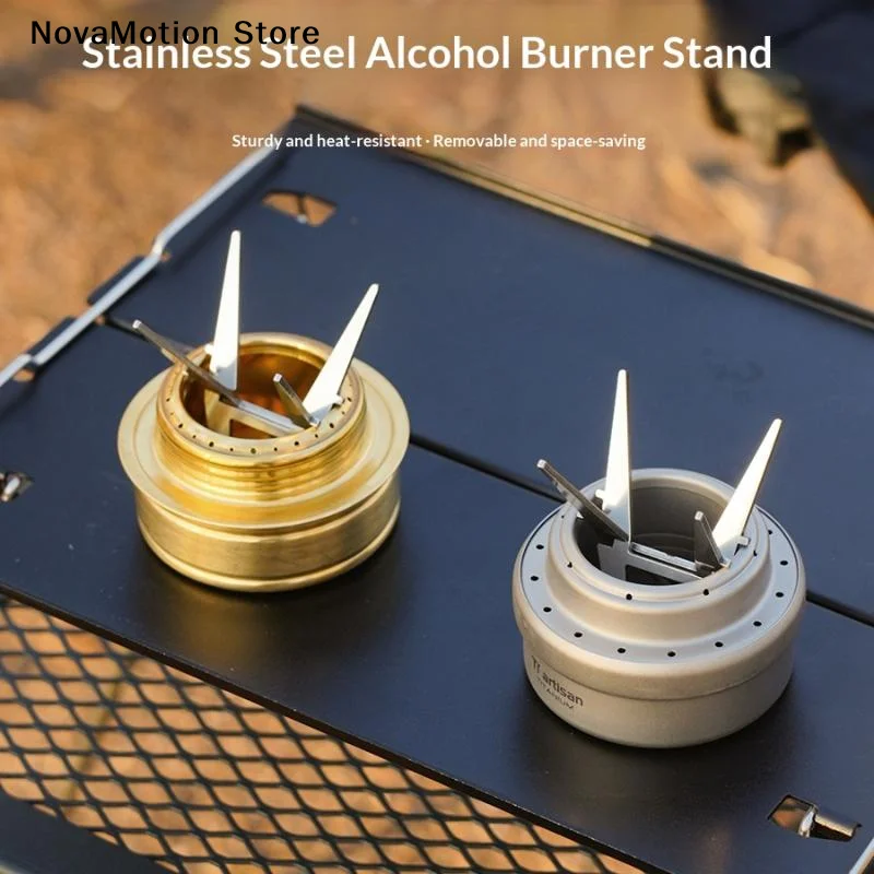 [NM]Portable Stainless Steel Alcohol Stove Internal Bracket Detachable Four-corner Kettle Bracket Outdoor Camping Accessories