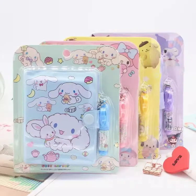 Sanrio Kuromi pamiętnik dziennik notatnik Cinnamoroll melodia dziennik mały rozmiar przenośna księga szkolne artykuły papiernicze prezenty