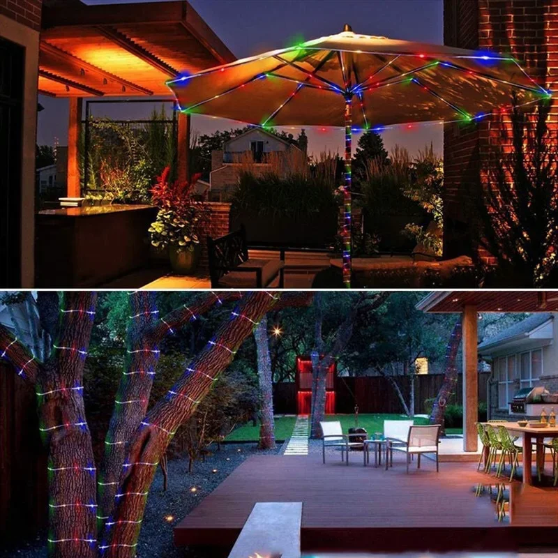 Imagem -03 - Solar Powered Rope Strip Lights Tubo Impermeável Guirlanda Fairy Light Strings para Exterior Interior Jardim Decoração de Natal 32m