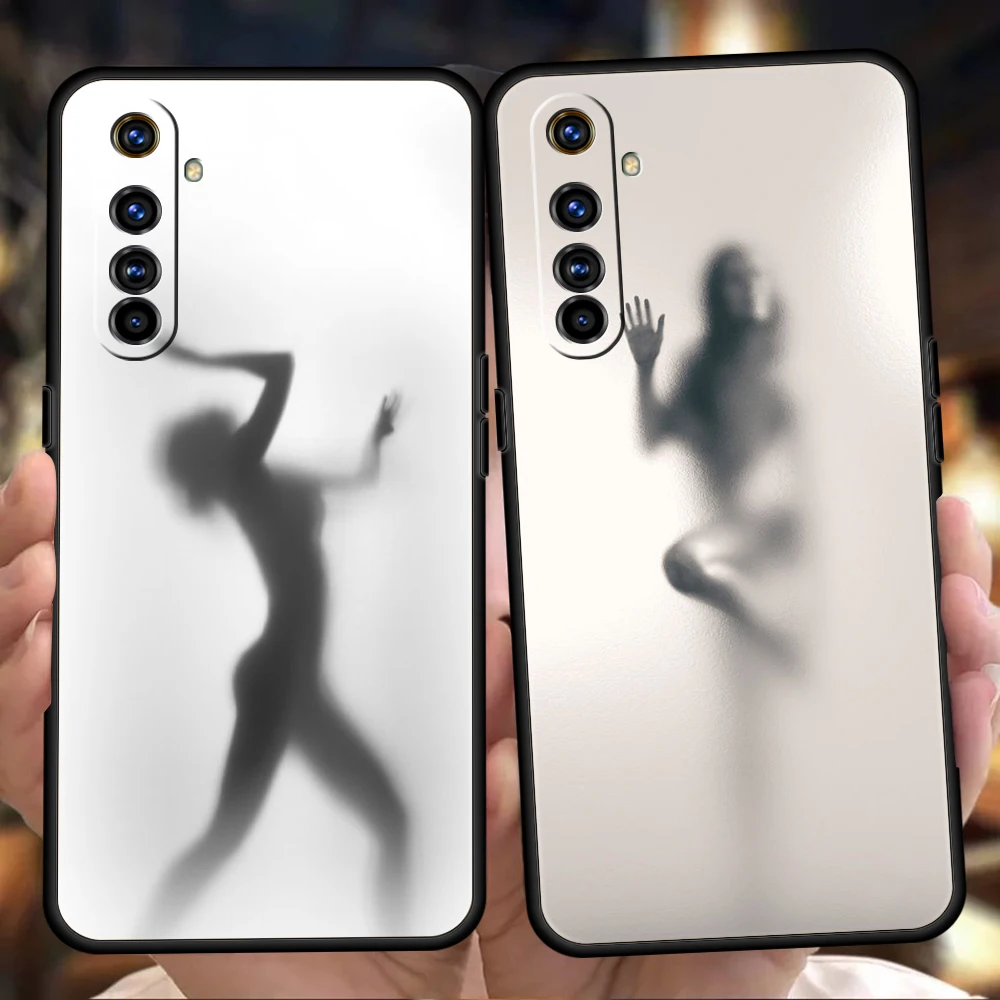 Weiches TPU für Realme 13 12 11 10 Pro Plus GT2 GT3 GT5 C67 C63 C55 C21 C25 C35 Pro stoßfeste Handyhülle Frau Silhouetten Schwarz