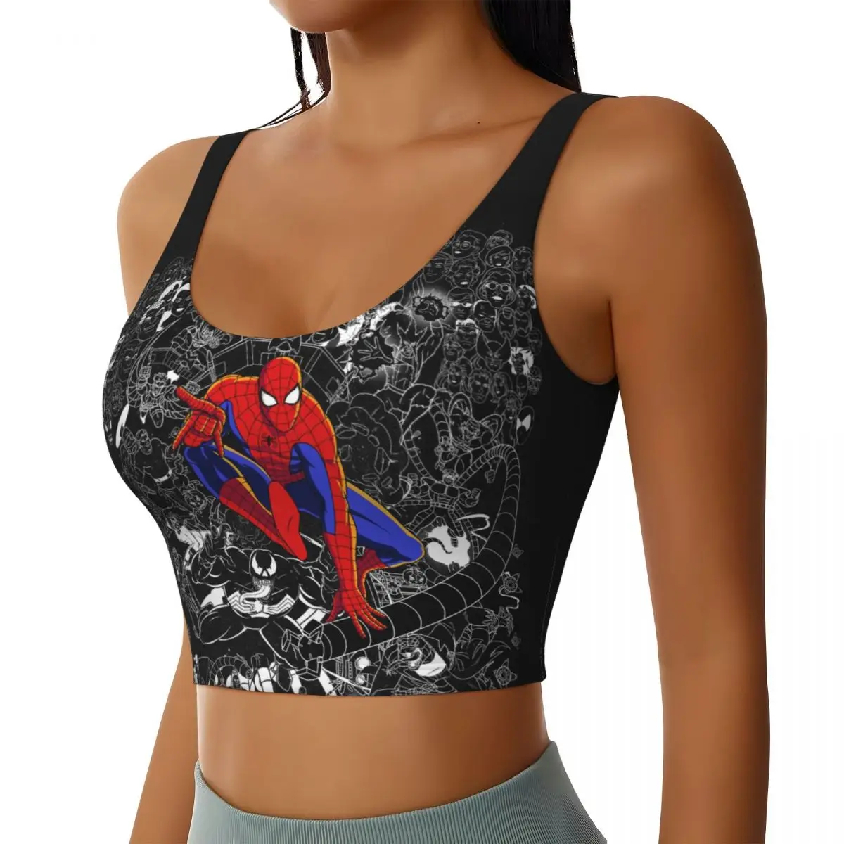 Custom Spider-Man The Animated Series Workout Crop Tank Tops Women's Seamless Running Yoga Sports Bras