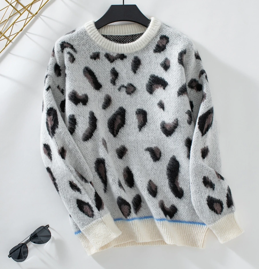 Autumn New Women's Fashionable Leopard Print Round Neck Long Sleeved Loose Casual Pullover Is Hot Selling and In Stock