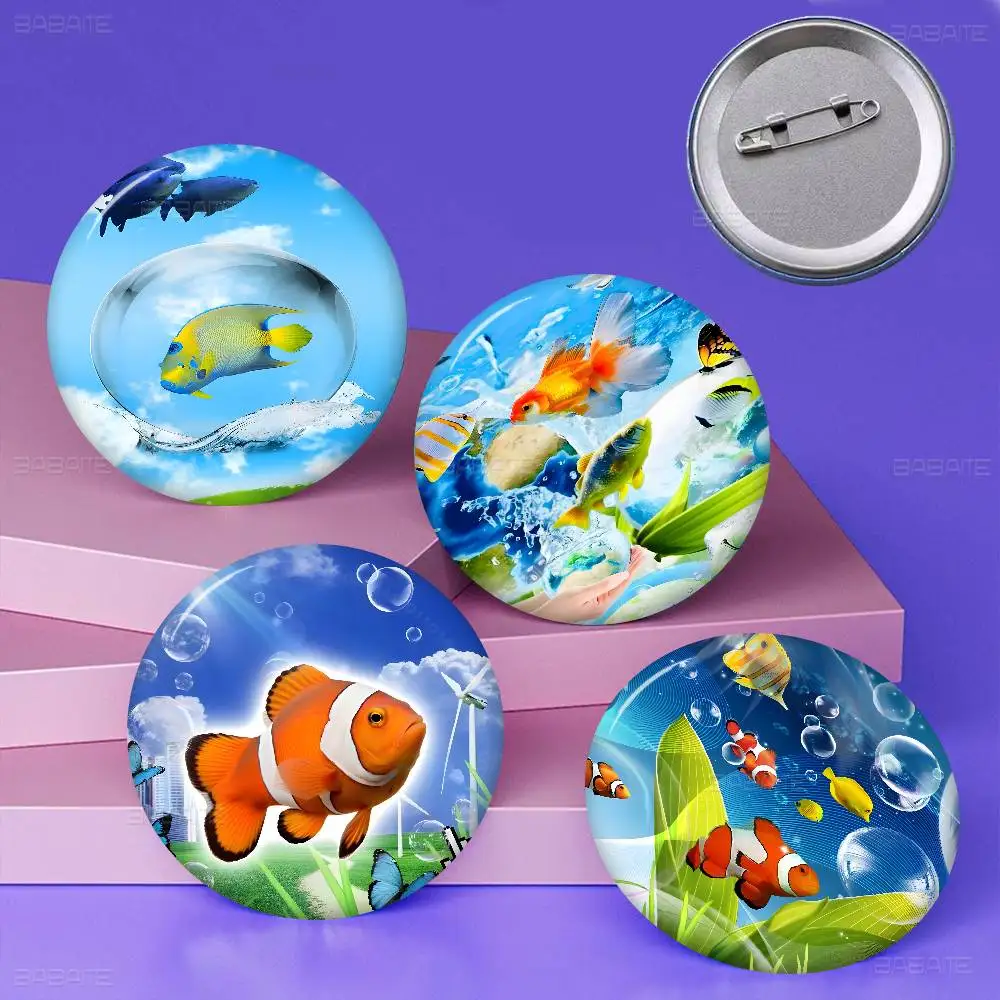Frutiger Aero Art 58mm Cute Anime Figure Icon Badge Handmade Tinplate Brooch for Backpack Clothes Chest Ornament Gifts