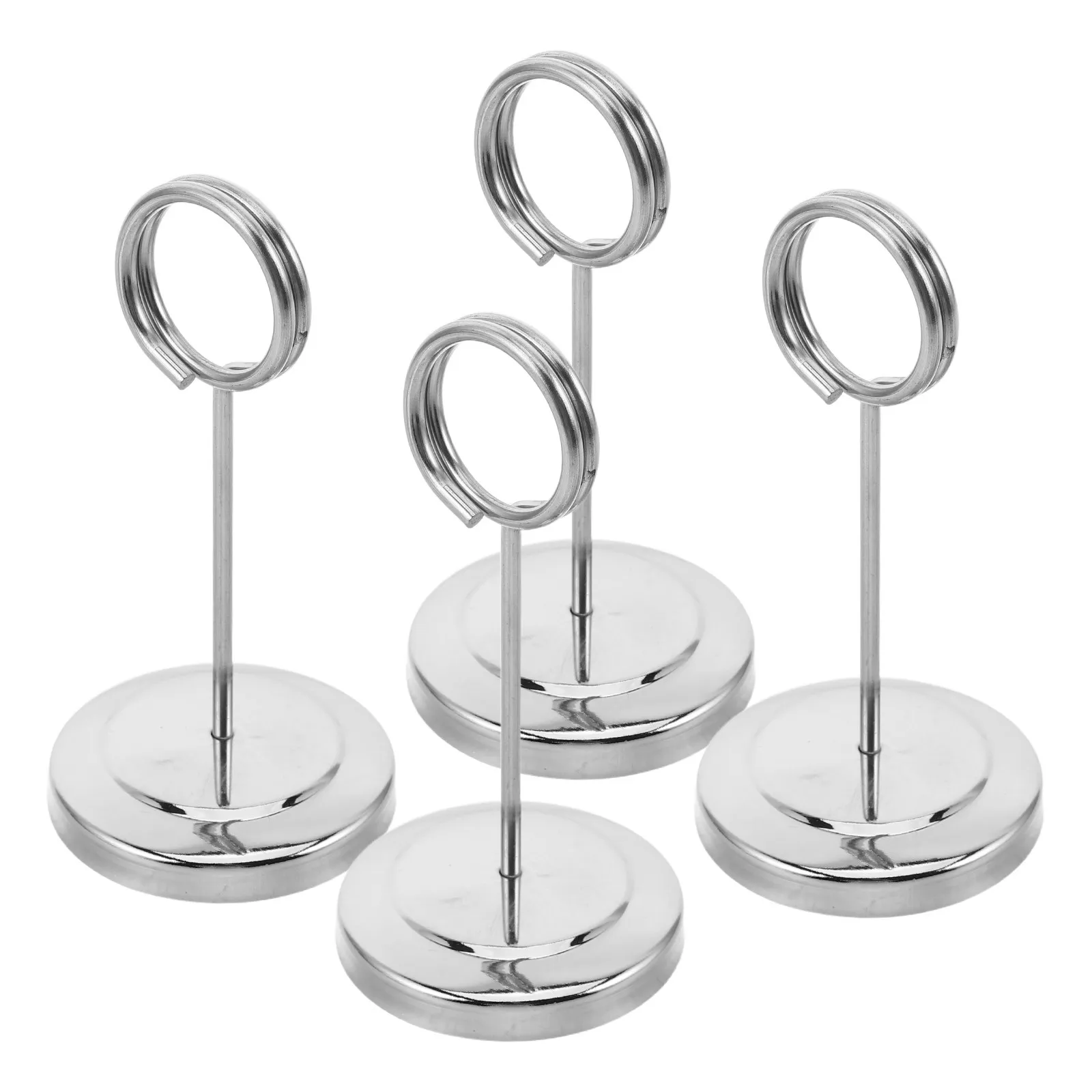 4Pcs Stainless Steel Desk Card Holders Silver Memo Clip Stands for Tables Menu Place Card Photo Display Cards Display Stands
