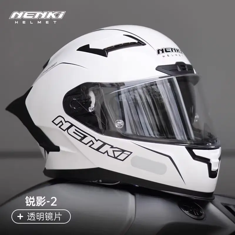 

NENKI Full‑Face Motorcycle Helmet for Men Women All‑Season Riding Helmet with Dual Visor Sun Protection Large Rear Spoiler