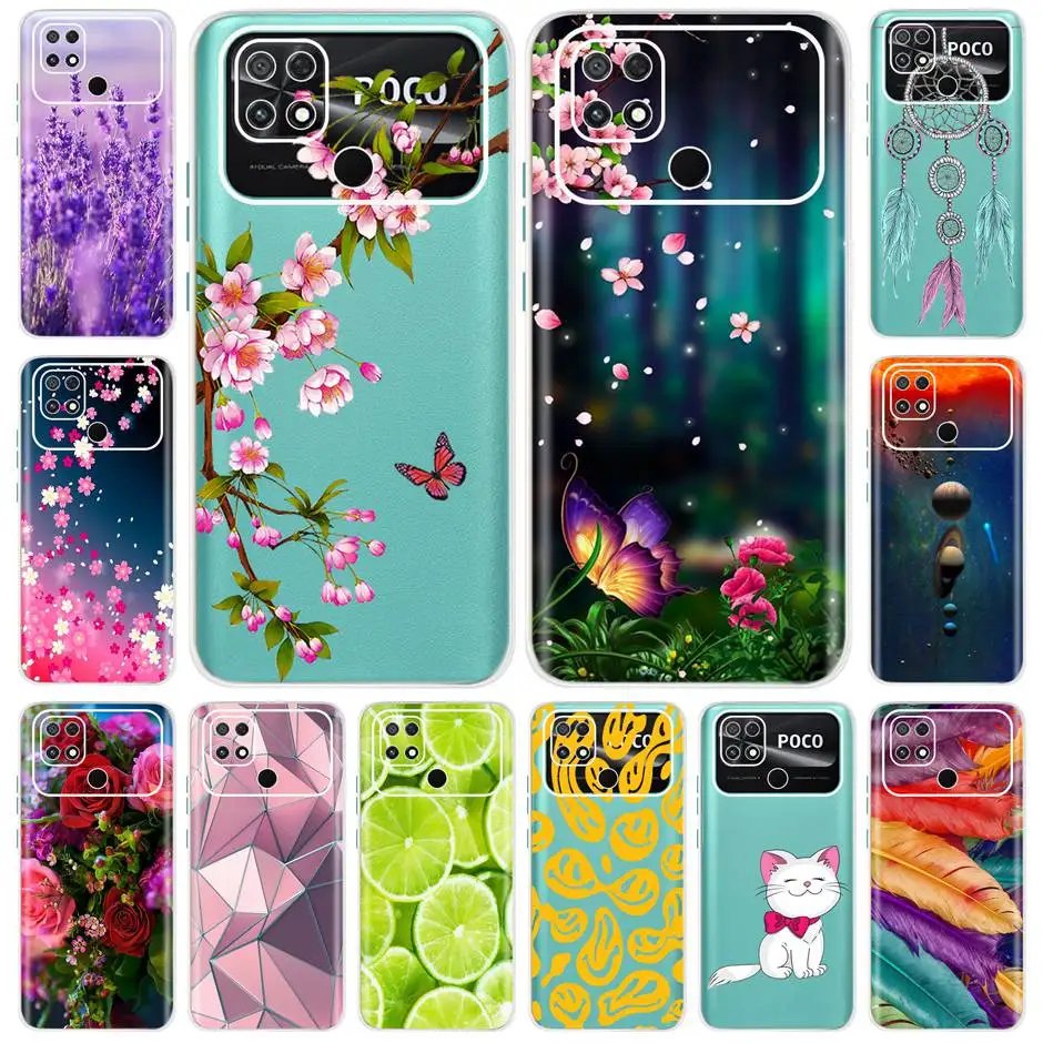 Funda para Poco C40, Funda para Xiaomi Poco C40, Funda trasera de silicona suave con patrón de Color para teléfono Xiaomi PocoC40 C 40 4G