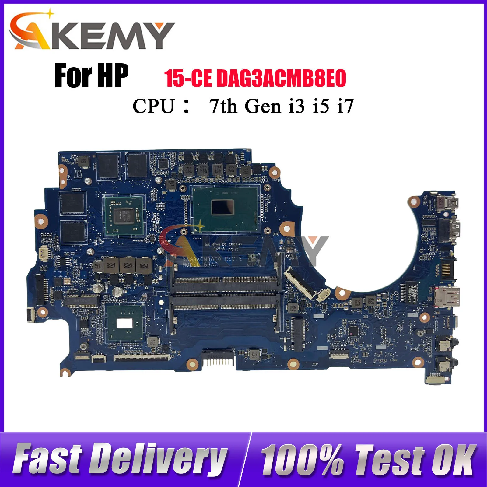 

DAG3ACMB8E0 для ноутбука HP Omen 15-CE 15T-CE, материнская плата с процессором i5 i7 RX550, 2 ГБ графического процессора, протестировано нормально
