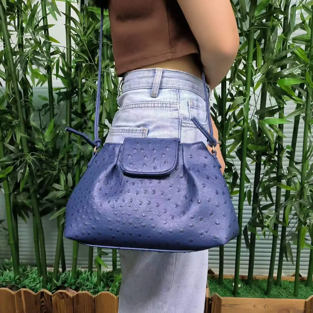 Purple Ostrich Hobo Cloud Shoulder Bag Lady Hobo Purse Handbag for Saudi Arabia Women Ship form Riaydh