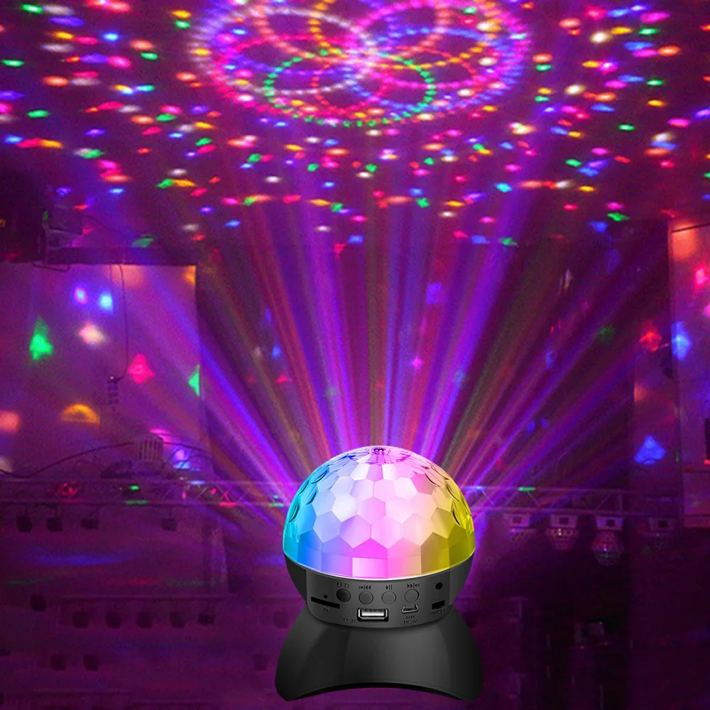 DJ Disco Light USB Rechargeable Rotating Ball Lamp Birthday Party Lights Decorations Ball Projector Christmas Club Stage Lamp