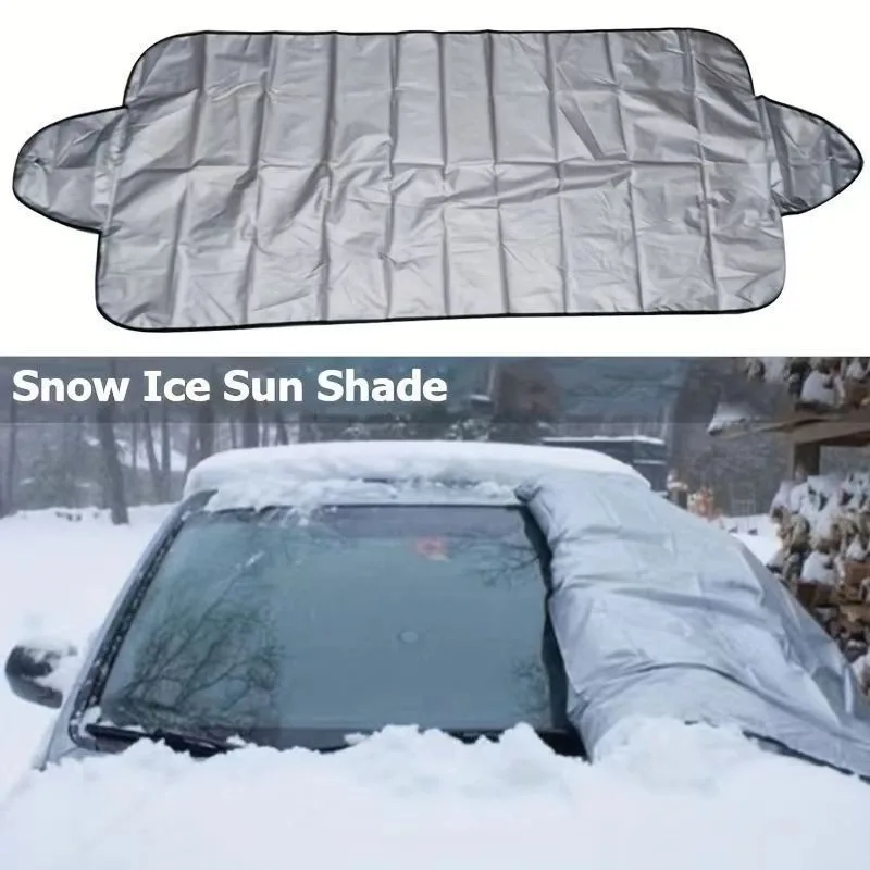 Foldable Car Windshield Snow Cover Cap Frost Guard Ice Winter Silver Ribbon 70cmx150cm Windshield Sunshades Exterior Accessories