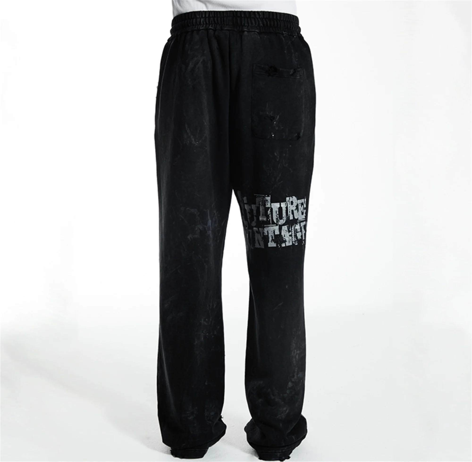 New Arrival SSAINT LOUIS Dirty Old Graffiti Printed Drawstring Sanitary Pants Casual Sport Pants