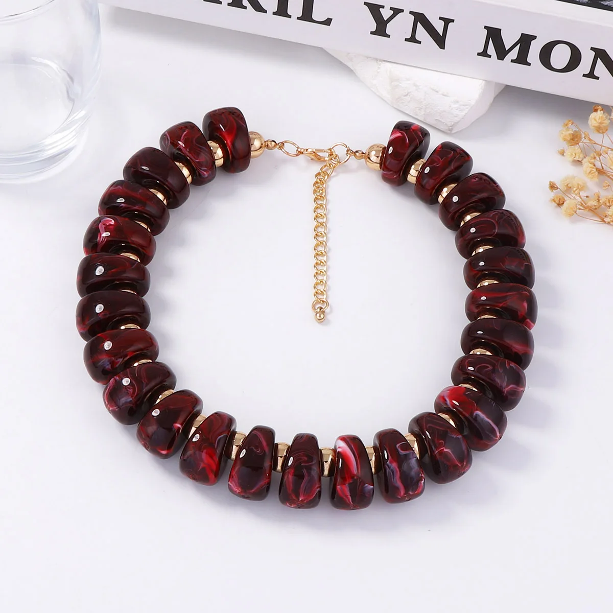 

ZAA Trend Irregular Resin Beads Choker Chunky Necklaces For Women Personalized Holiday Party Jewelry Accessories Girl Gifts