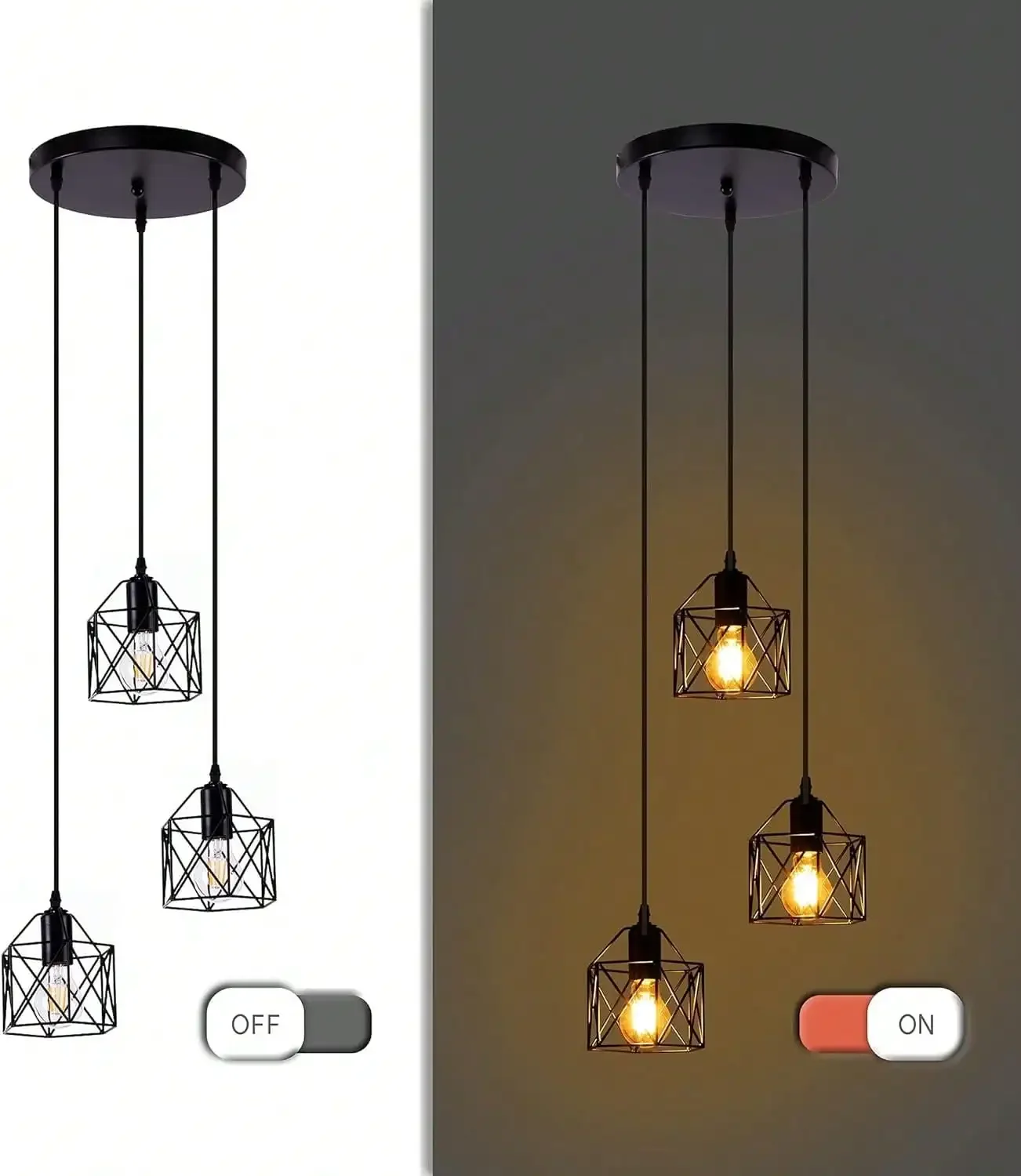 Pendant Light, Black Industrial Farmhouse Metal Hanging Lights Fixture Ceiling Lamp, Dining Room Light For Barn Restaurant Foyer Bar Hallway Kitchen Island E26