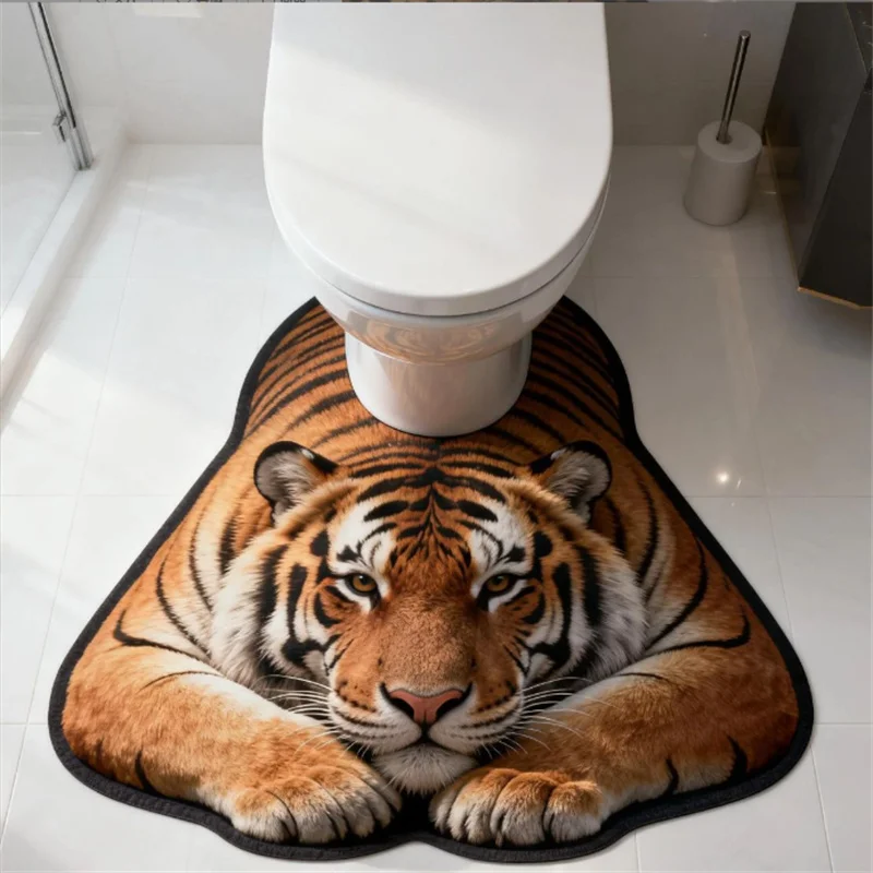 50x80cm Irregular Animal Bathroom Floor Mat U-Shaped Toilet Seat Mat Diatomaceous Earth Absorbent Splash Proof Mat