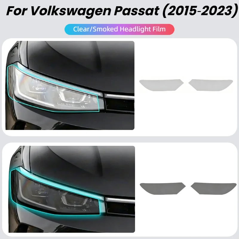 For Volkswagen Passat B8 2015-2023 Car Exterior Film TPU Headlight Protective  Sticker Anti-Scratch Smoked Black Tint Wrap Vinyl