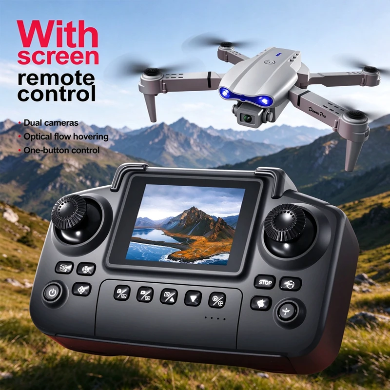 E88 Air Screen Control Drone Professional Wide RC Dron HD 8K Camera Foldable Helicopter Aircraft Quadcopter Drone Kid Gift Toys