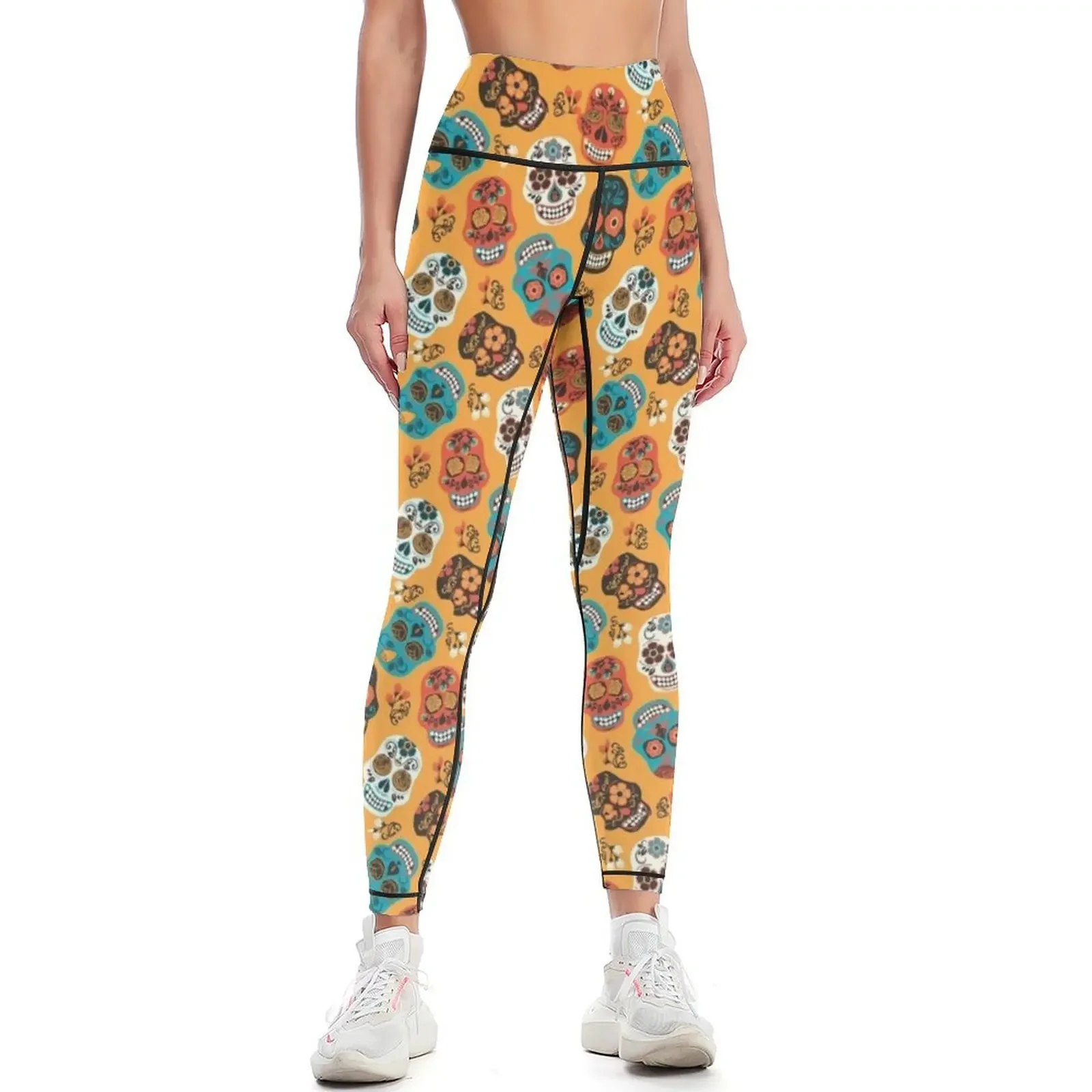 

Mexican Skulls Flowers pattern Dia de los muertos Leggings sportswear woman gym 2025 sport pants legging push up Womens Leggings