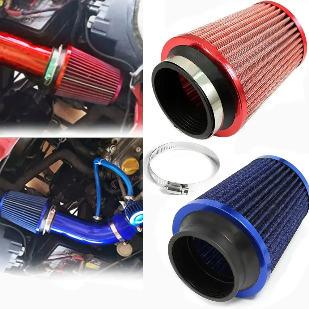 76mm 3 inch High Flow Cold Air Intake Rounds Cone Replacement Air Filter Clean Intake High Flow Short Dry Air Filter Induction