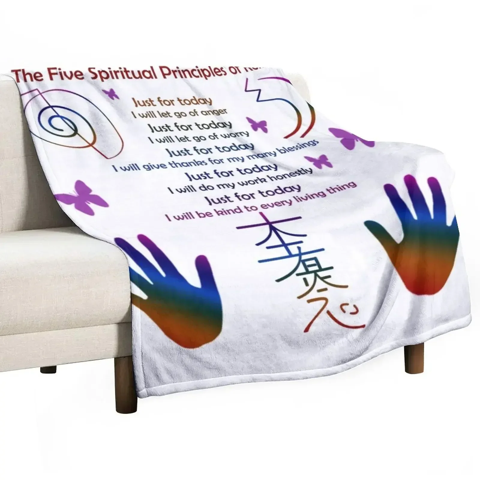 The 5 Principles of Reiki Throw Blanket Luxury Thicken decorative Blankets