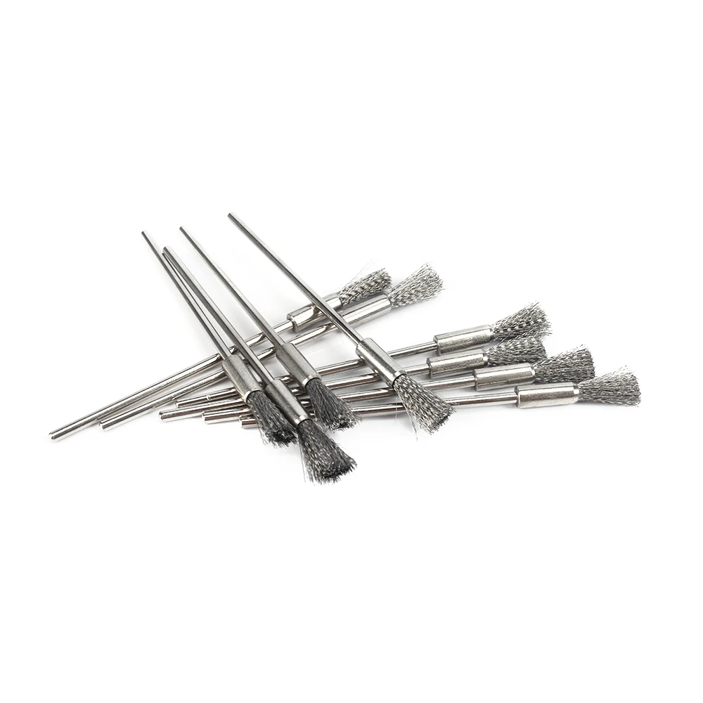 5Pcs Steel Wire Brush 3mm Shank Polishing Wheel Mini Drill Dremel Metal Rust Removal Surface Pretreatment Grinding Rotary Tool