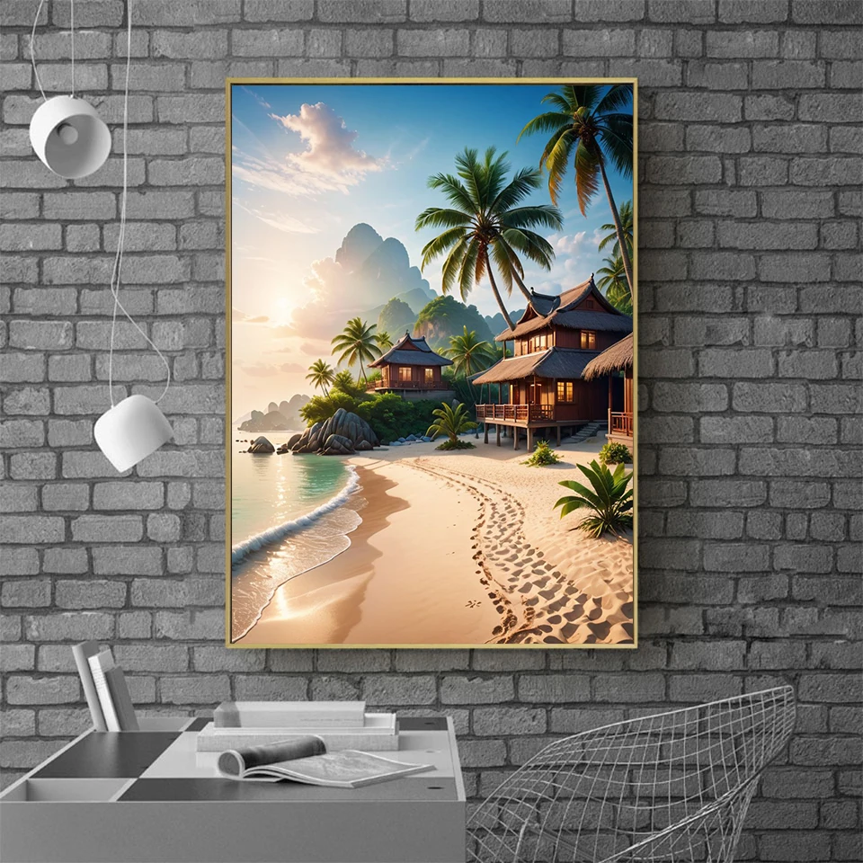 5D Beach Diamond Painting New Collection 2024 Coast Resort Scenery Set DIY Full Diamond Mosaic Crystal Embroidery Home Decor Art