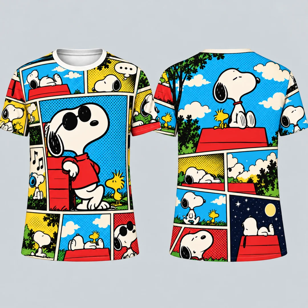 Snoopy Peanuts Comic T-Shirt Men Women Summer Short Sleeve Tee Woodstock Cartoon Streetwear Casual Kids Tops Birthday Gift
