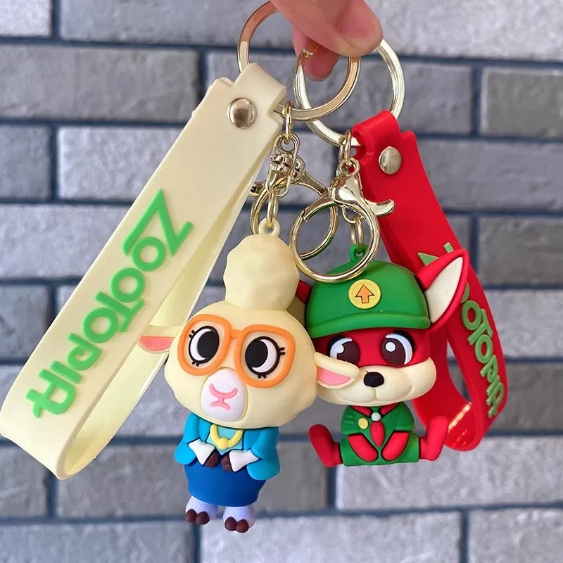 Anime Disney Zootopia Keychain Cartoon Nick Wilde Judy Hopps Cutedoll Keyring Ornament Key Chain Backpack Car Pendant Kids Gifts