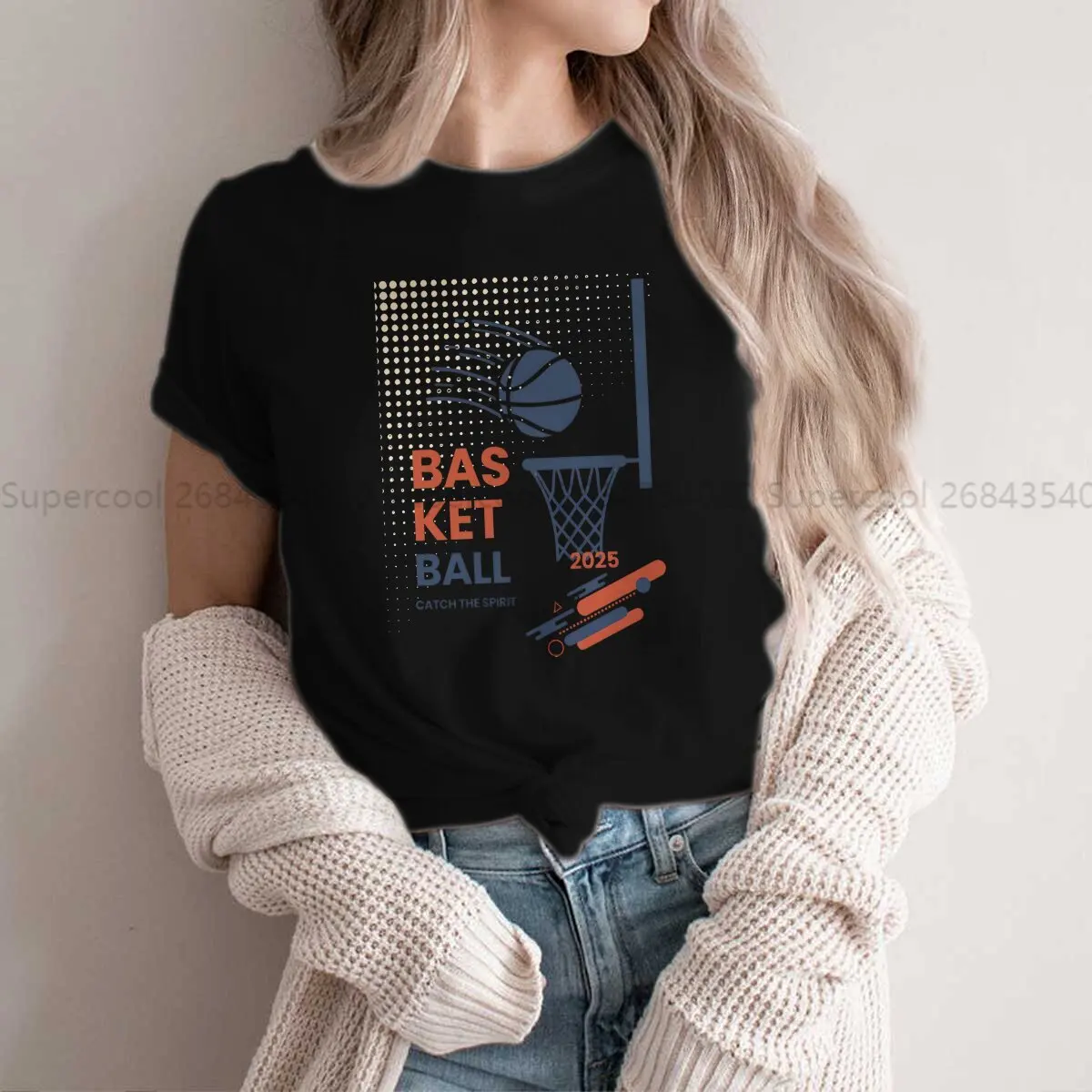 Classic Graphic Polyester TShirt Basketball Sports Style Comfortable T Shirt Female