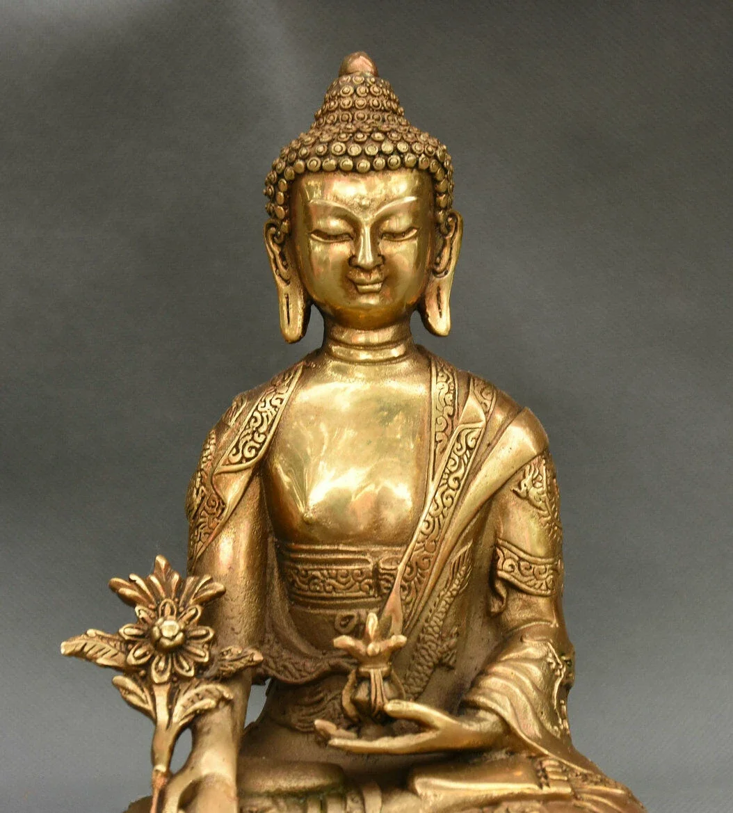 20CM Tibet temple Buddhism Copper Brass Menla Medicine Buddha medical God Statue