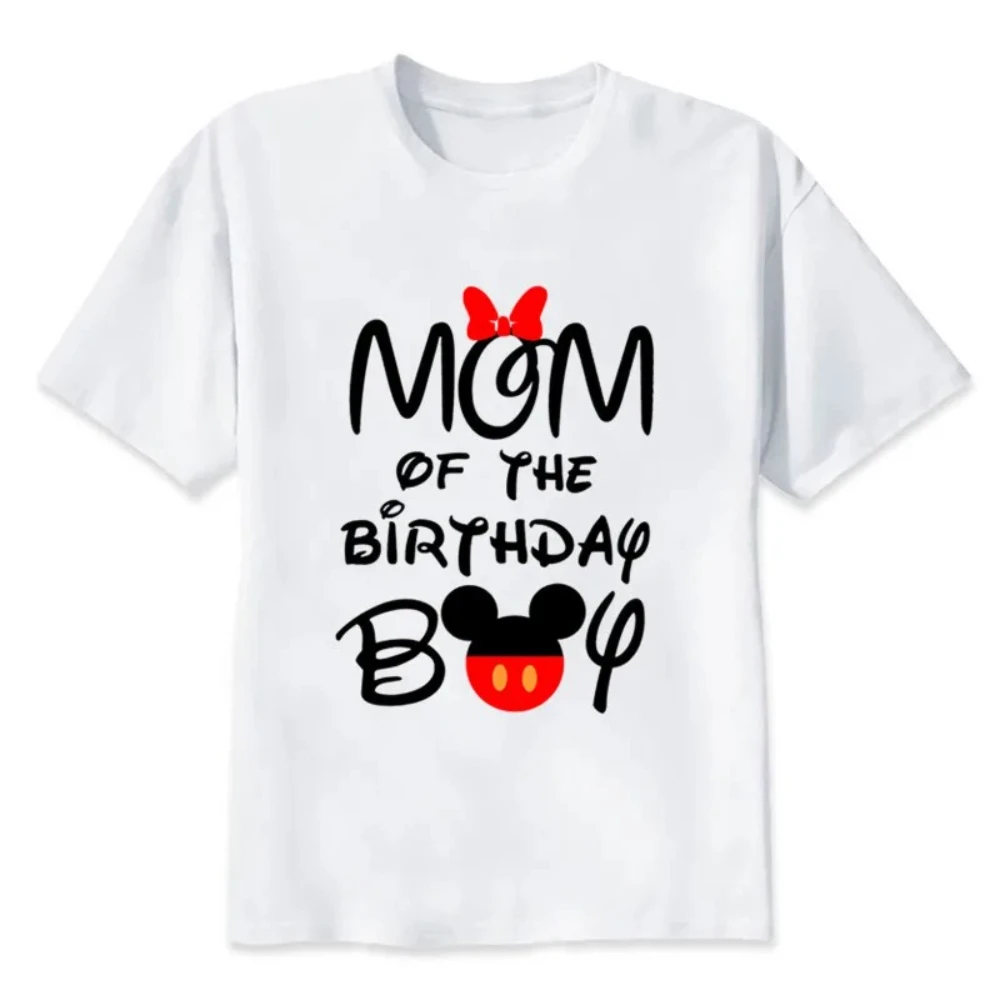 Disney Family Outfits for Birthday T-shirt Mickey Mouse Theme Family Look T-shirt Party Family Clothing Dad Mom Kids Tshirt Tees